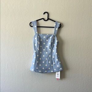 Blue Polka Dot Women's Top
